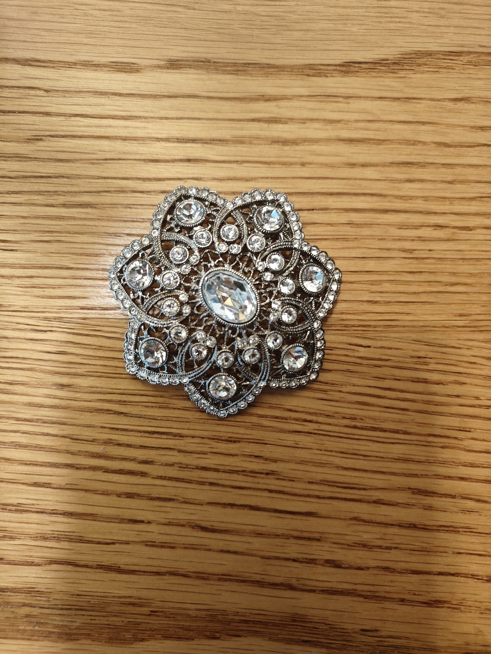 Vintage Ornate Silver-Toned Brooch